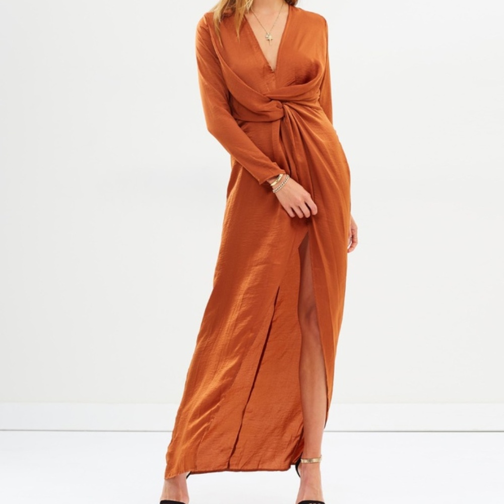 *NEW* Maxi Wrap Long Sleeve Dress - Rust Orange - Picture 4 of 6